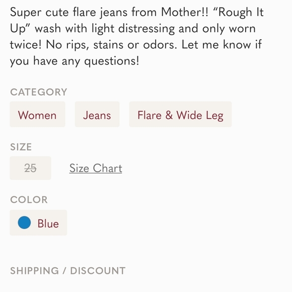 MOTHER The Cruiser Flare - 'Rough It Up', size 25 - Picture 6 of 6